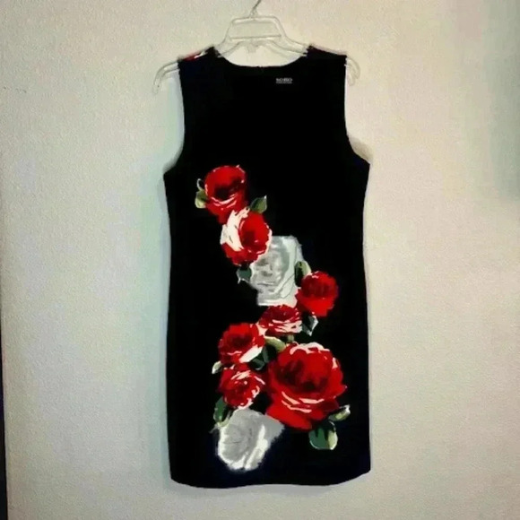 Black & Red Floral Sleeveless Dress - Picture 1 of 5